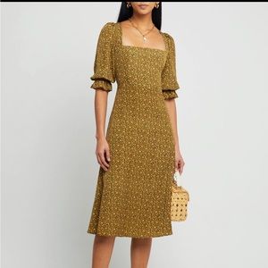 O.P.T One Pretty Time Meadow Green Floral Midi Dress